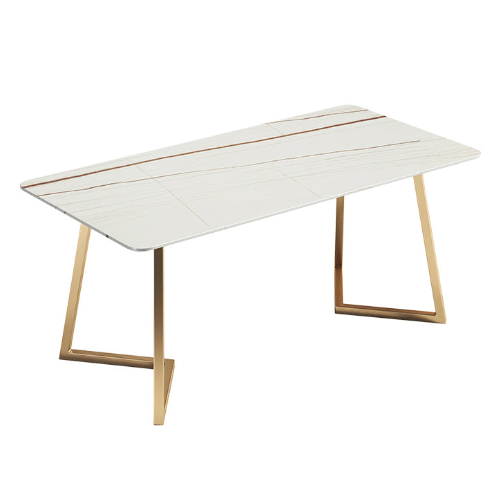 Metal Traditional Luxury Rectangle Table Sintered Stone Table with Sled Base