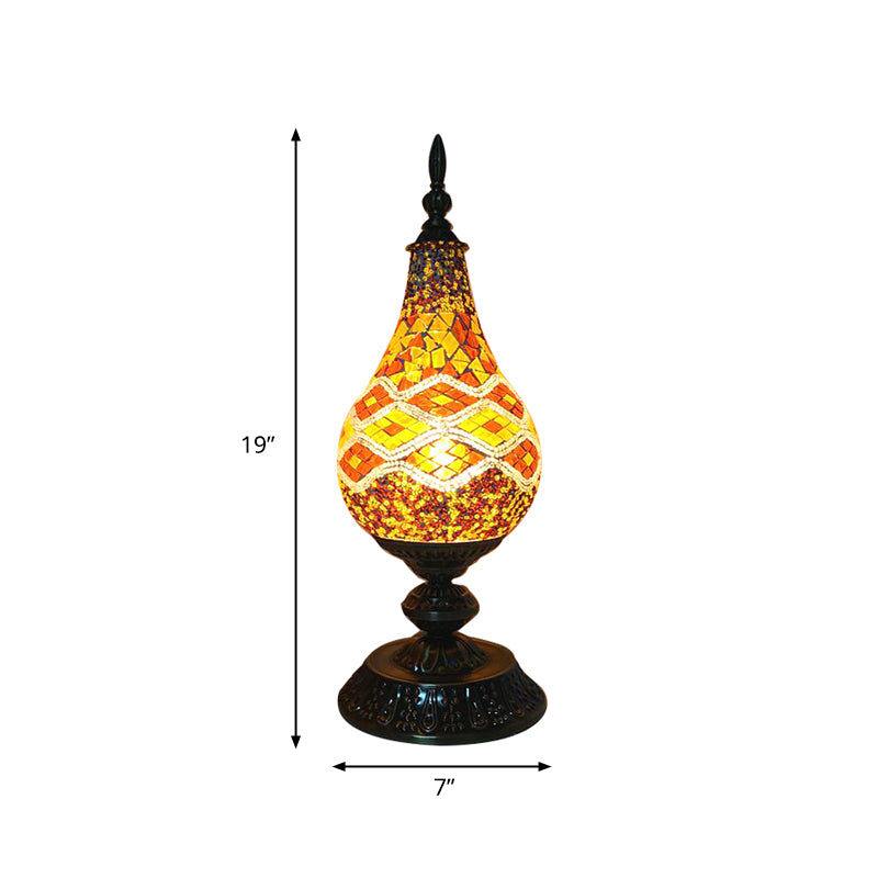 Lámpara de mesa de cristal hecha a mano LED Lámpara de mesita de noche de dormitorio en forma de lágrima blanca/roja/amarilla vintage