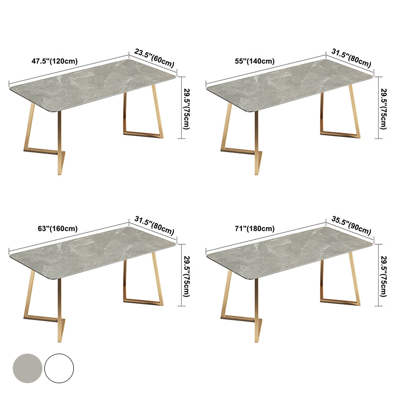 Metal Traditional Luxury Rectangle Table Sintered Stone Table with Sled Base