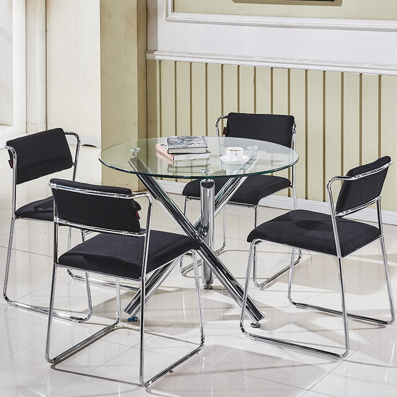 Ronde vorm transparant eettafel glazen tafel minimalistisch met 3 poten