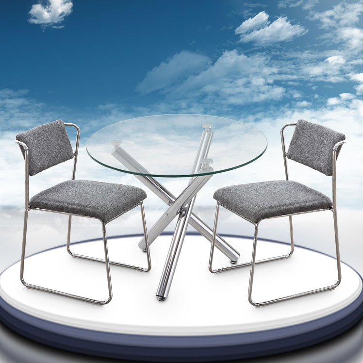 Ronde vorm transparant eettafel glazen tafel minimalistisch met 3 poten