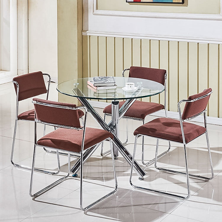 Ronde vorm transparant eettafel glazen tafel minimalistisch met 3 poten