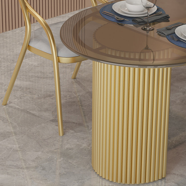 Tavolo da pranzo a due colori a forma ovale semplicità tavolo doppio piedistallo per sala da pranzo