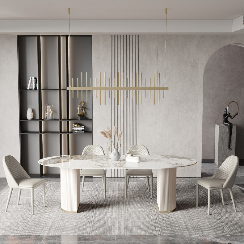 Metall traditioneller Luxus ovaler Esstisch Sintersteintisch für Esszimmer