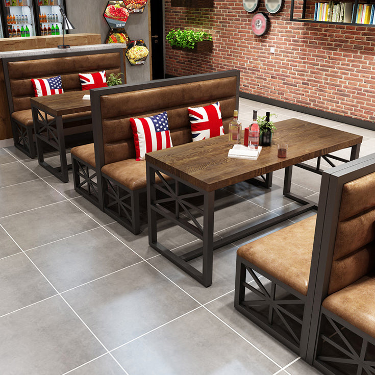 Industrial Solid Wood Dinner Room Kitchen Table Brown Trestle Base Table for Dinning Room