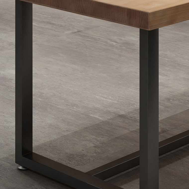 Mesa de cocina de la cena de madera maciza industrial mesa de cocina marrón con marco negro para comedor