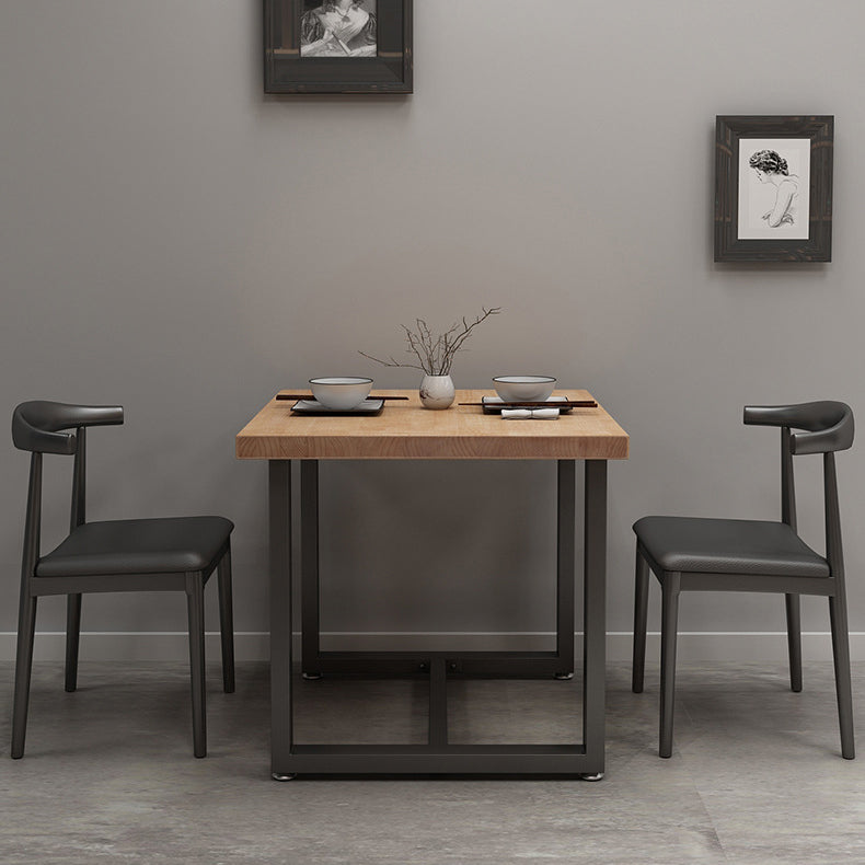 Mesa de cocina de la cena de madera maciza industrial mesa de cocina marrón con marco negro para comedor