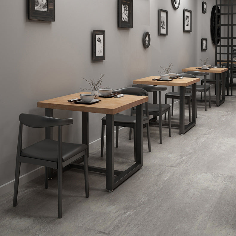 Mesa de cocina de la cena de madera maciza industrial mesa de cocina marrón con marco negro para comedor