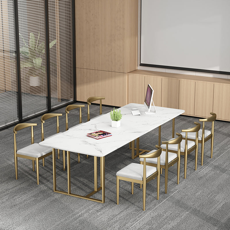 Minimalist Rectangle Shape Dining Table Sintered Stone Standard Dining Table for Kitchen
