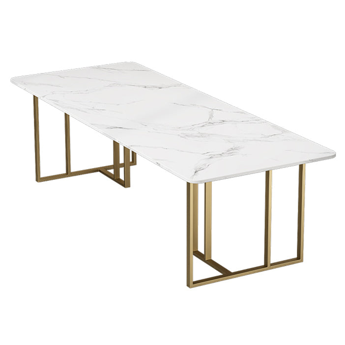 Minimalist Rectangle Shape Dining Table Sintered Stone Standard Dining Table for Kitchen