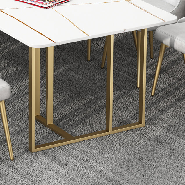 Minimalist Rectangle Shape Dining Table Sintered Stone Standard Dining Table for Kitchen