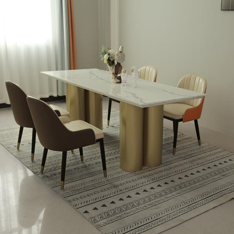 Metal Traditional Luxury Rectangle Indoor Table Sintered Stone Table for Home