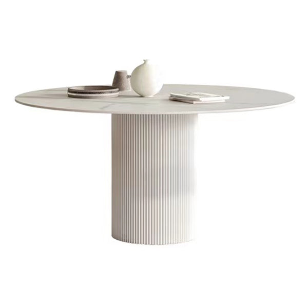Moderne stijl gesinterde stenen eettafel enkele voetstuk Basisronde tafel voor thuis, 35,4 "l x 29.5" h