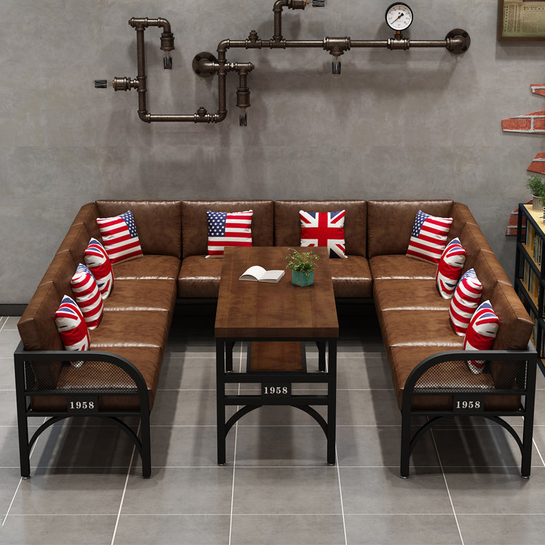 Industrial Style Solid Wood Dinner Room Kitchen Table Brown Metal Base Table for Dinning Room