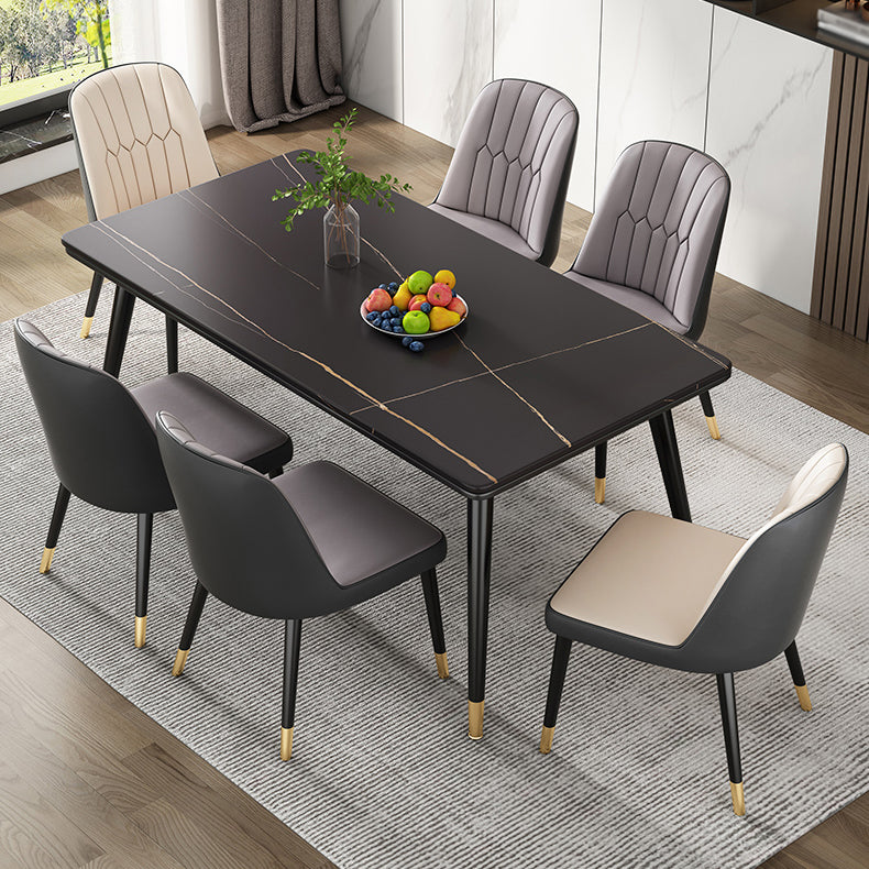 Simple Kitchen Standard Dining Table Sintered Stone Rectangle Dining Table with 4 Legs Base