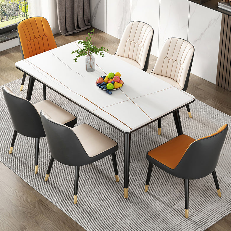 Simple Kitchen Standard Dining Table Sintered Stone Rectangle Dining Table with 4 Legs Base