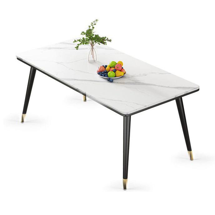 Simple Kitchen Standard Dining Table Sintered Stone Rectangle Dining Table with 4 Legs Base