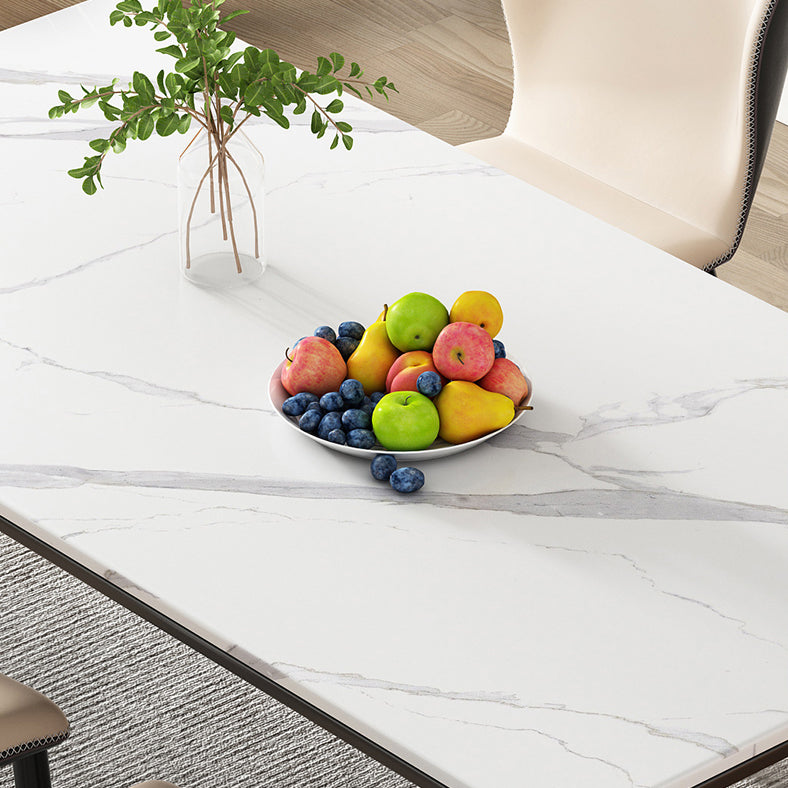 Simple Kitchen Standard Dining Table Sintered Stone Rectangle Dining Table with 4 Legs Base