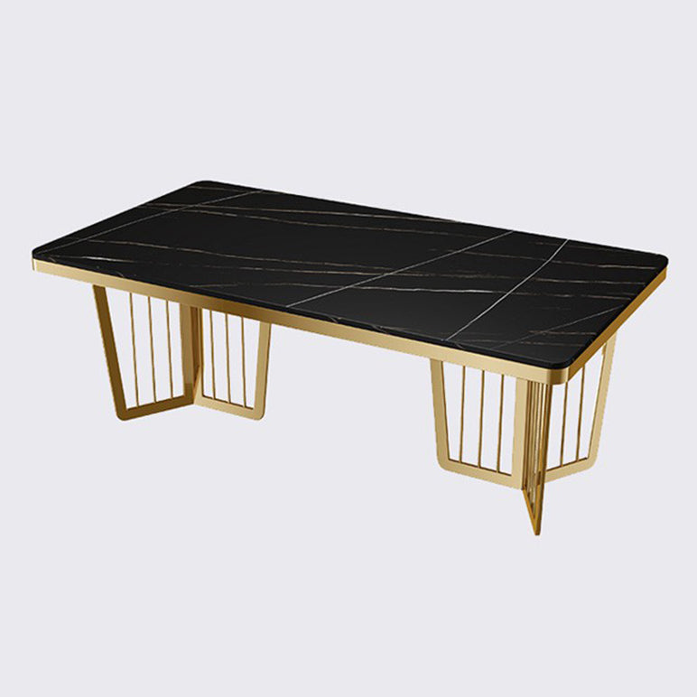 Metal Traditional Luxury Rectangle Dining Table Sintered Stone Table for Kitchen and Dining Room