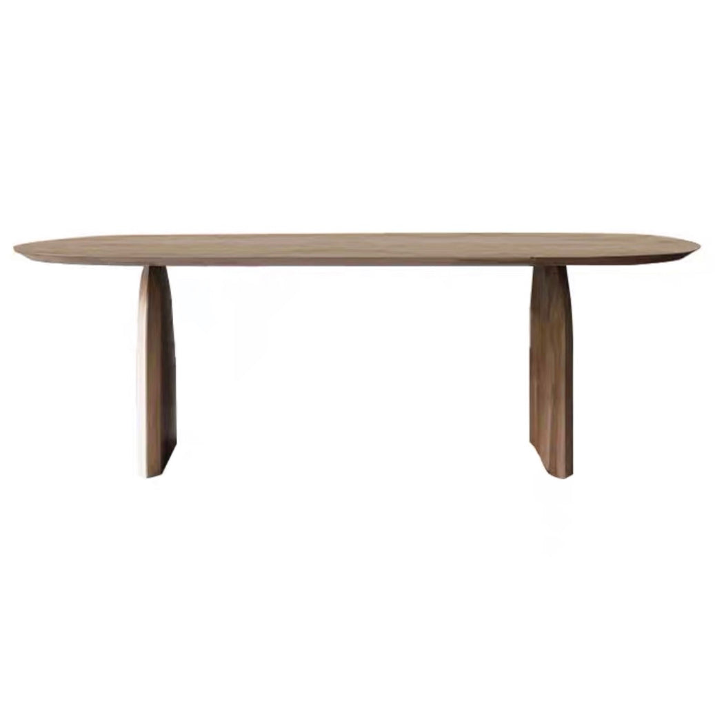 Mesa de comedor minimalista de doble pedestal oval