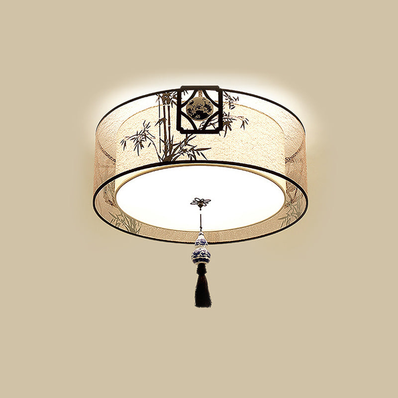 Traditional Style Tessuto Shade Soffitto Light Geometra Semplicità Illuminazione Fissaggio per Living Room