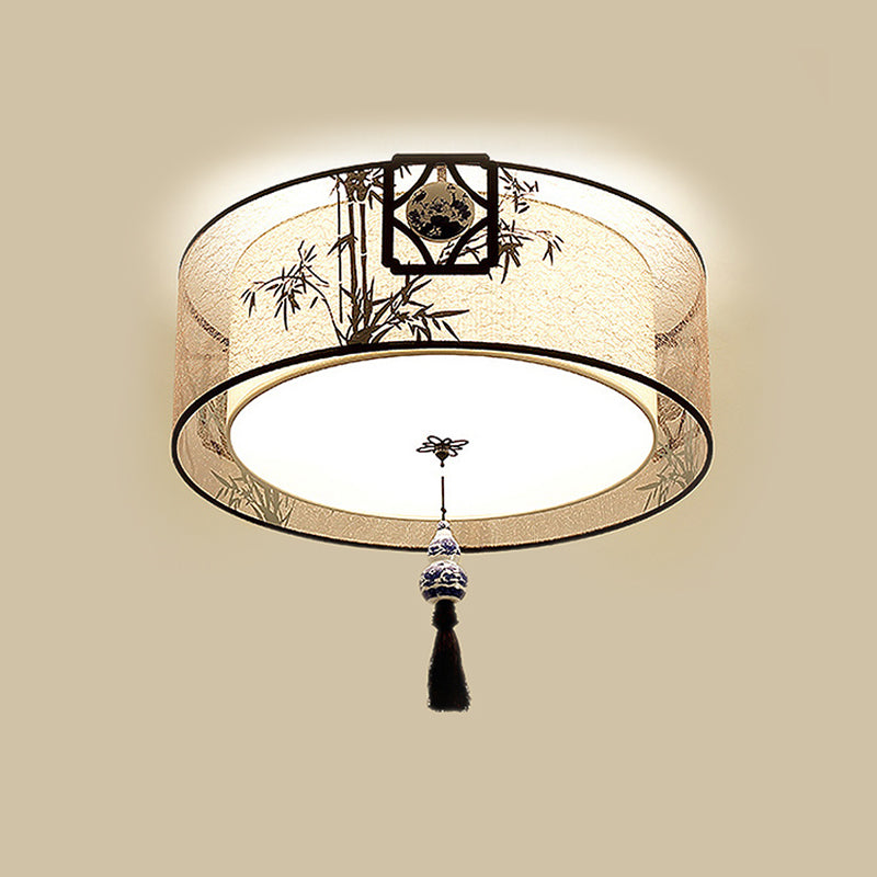 Traditional Style Tessuto Shade Soffitto Light Geometra Semplicità Illuminazione Fissaggio per Living Room