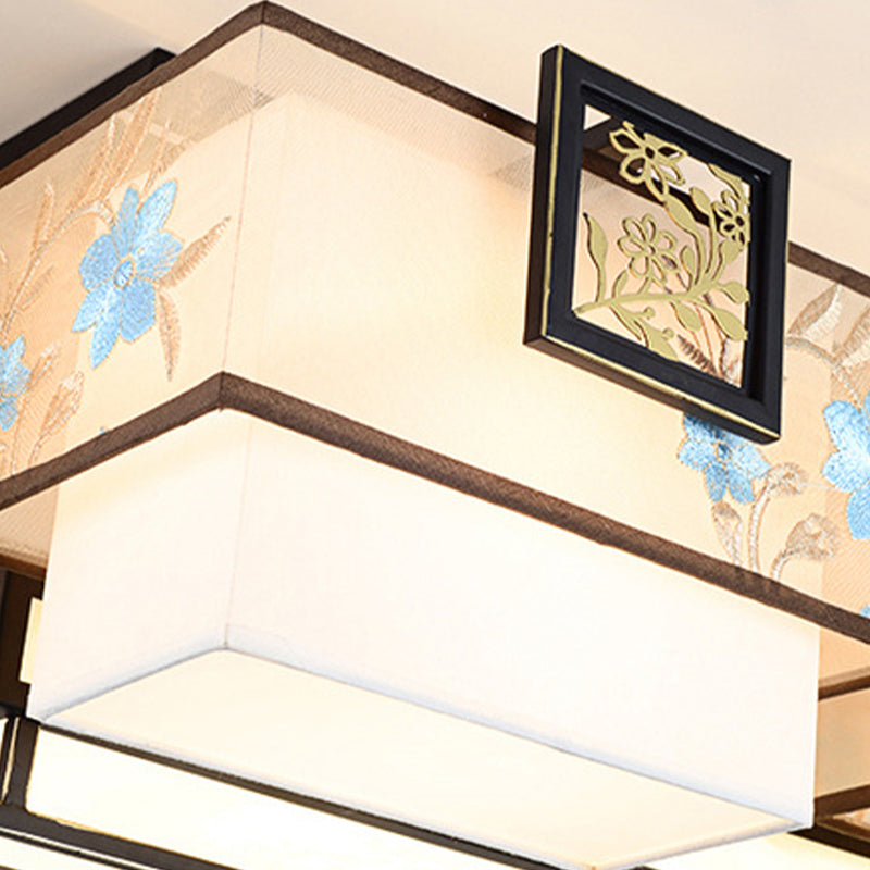 5/7/11 Teste Flush Mount Stile Cinese Tessuto Flush Plafoniera per Sala da pranzo