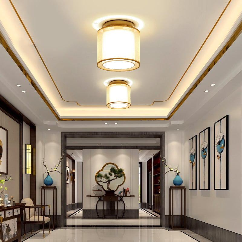 Plafoniera da incasso in tessuto stile cinese quadrata/rotonda per sala da pranzo