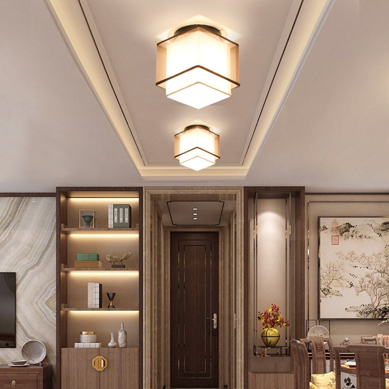 Plafoniera da incasso in tessuto stile cinese quadrata/rotonda per sala da pranzo