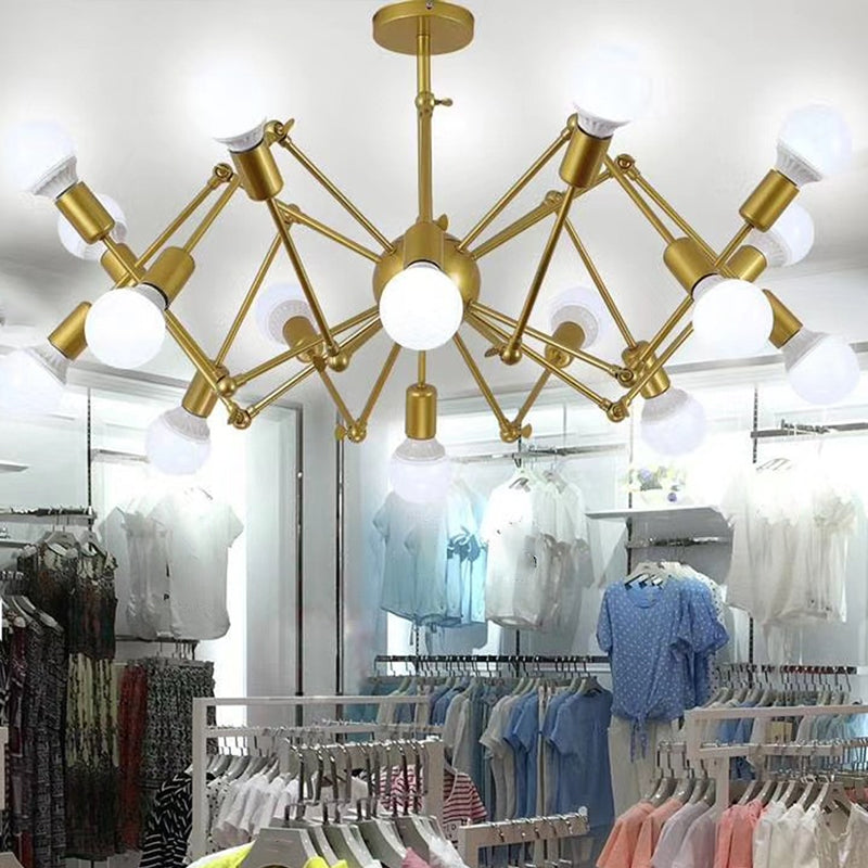 Spider hanger verlichtingsarmaturen Moderne multidichte gouden kroonluchter lamp voor restaurant