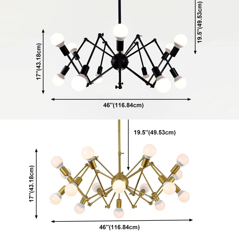 Spider hanger verlichtingsarmaturen Moderne multidichte gouden kroonluchter lamp voor restaurant