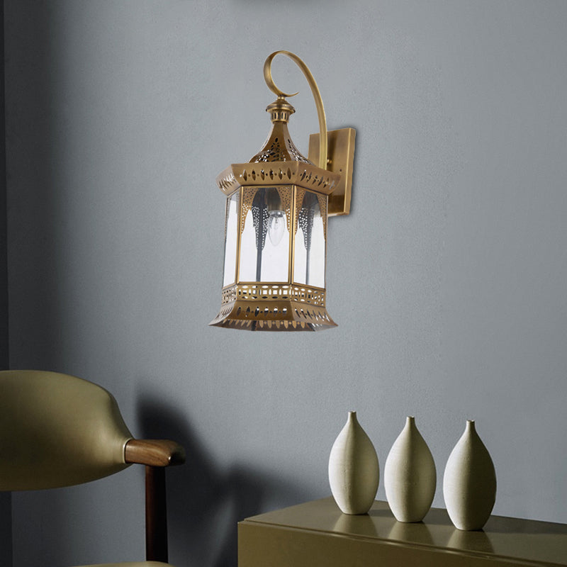 1 Light Lantern Murn Lighting Arabian Brass Metal Sconce Lightture pour chambre à coucher