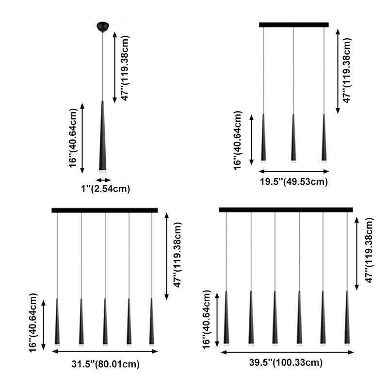 Lineare Anhängerleuchten moderne LED -Aufhängung Anhänger Licht mit weißem Acrylschatten