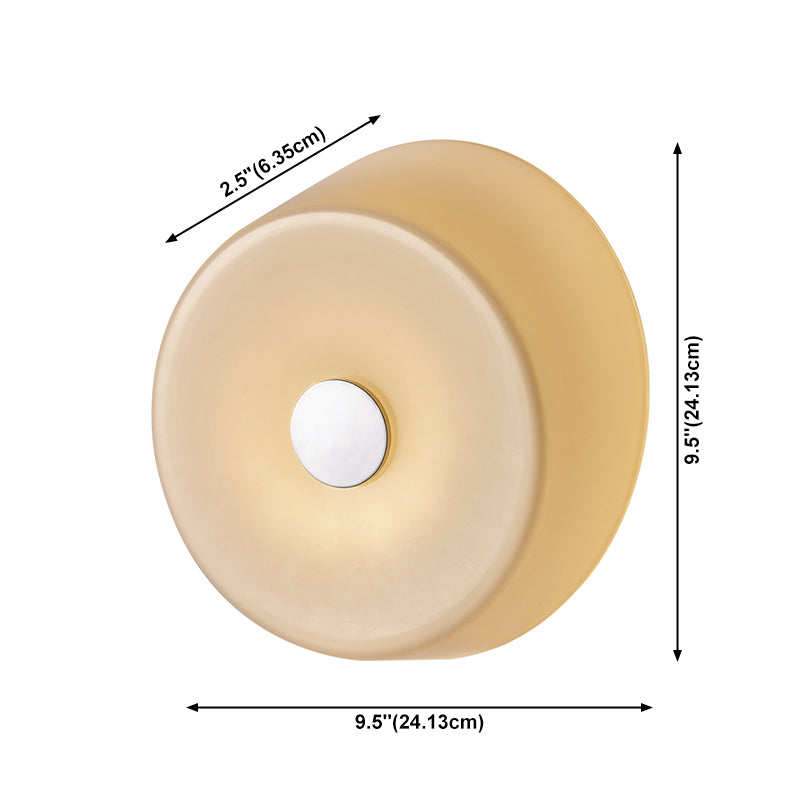 Modern Style Circle Wall Sconce 1 Light White Glass Wall Mount Light for Corridor