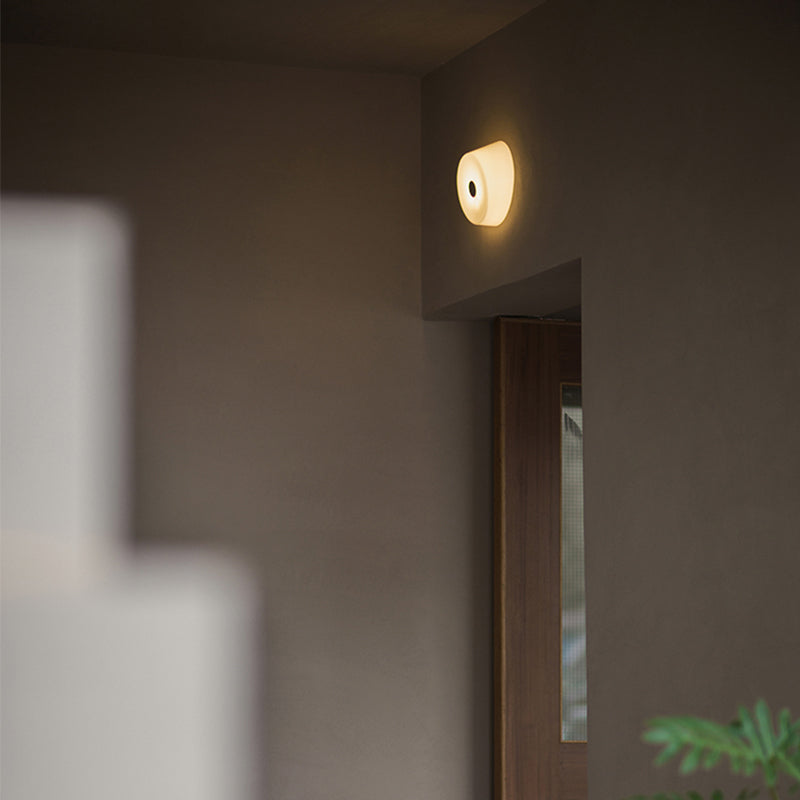 Sconce da parete del cerchio in stile moderno 1 leggero monte muro di vetro bianco per corridoio