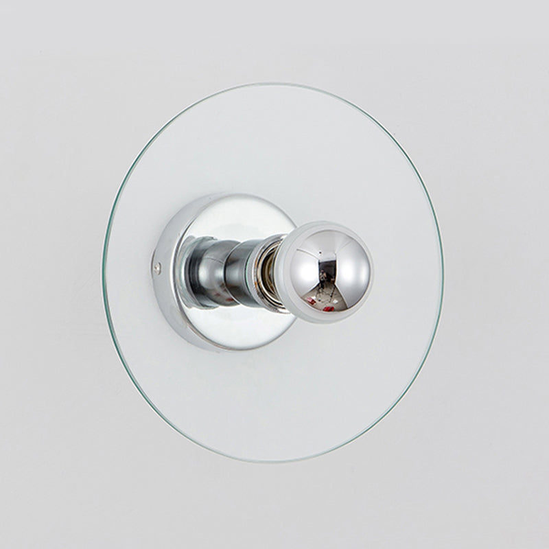 Glass Circle Wall Sconce Single Bulb lampada a parete in stile contemporanea in chiaro per camera da letto