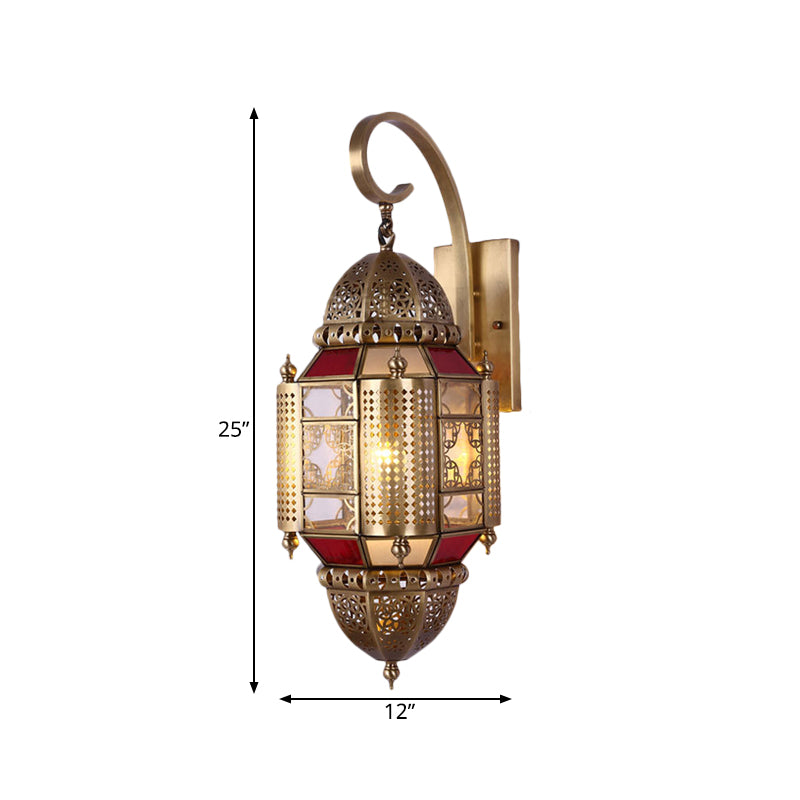 Lantern Restaurant Sconce Light Arabian Metal 1 Bulb Brass Wall Lighting Fixture