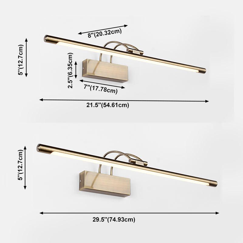 Linear Metallic Bar Vanity Light Contemporary Wall Mount Light in Bronze