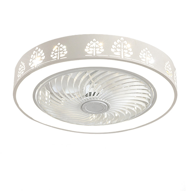 Lámpara de ventilador en forma de tambor rosa caricatura led metal semi flush luz para habitación infantil