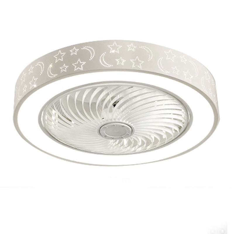 Lámpara de ventilador en forma de tambor rosa caricatura led metal semi flush luz para habitación infantil