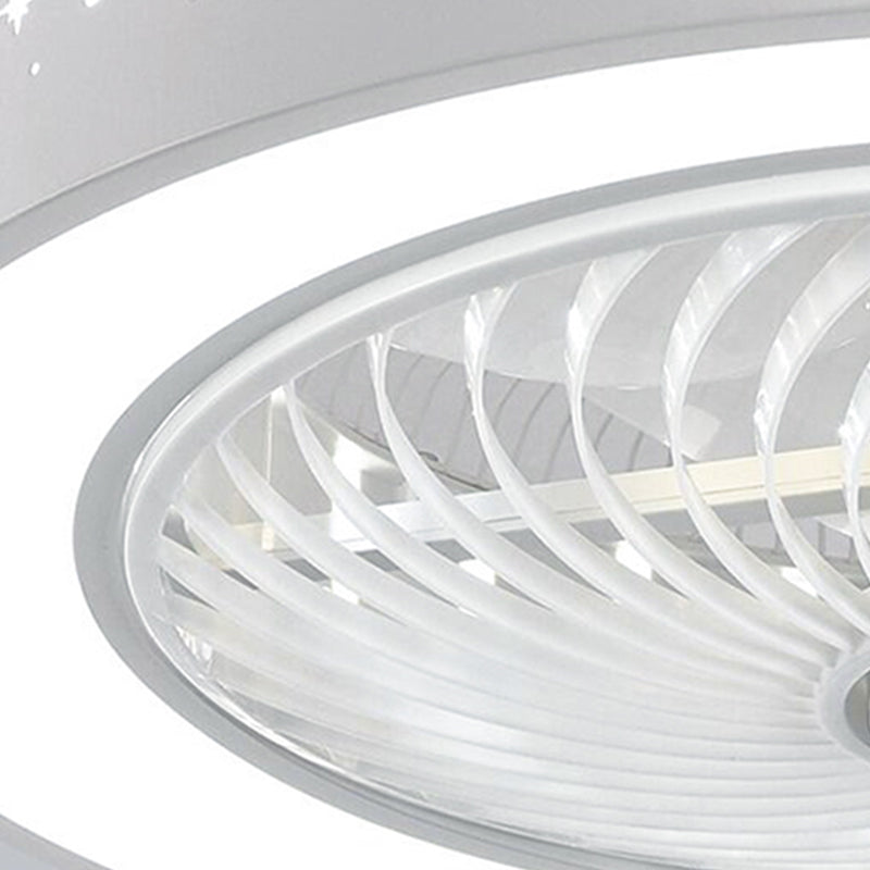 Lámpara de ventilador en forma de tambor rosa caricatura led metal semi flush luz para habitación infantil