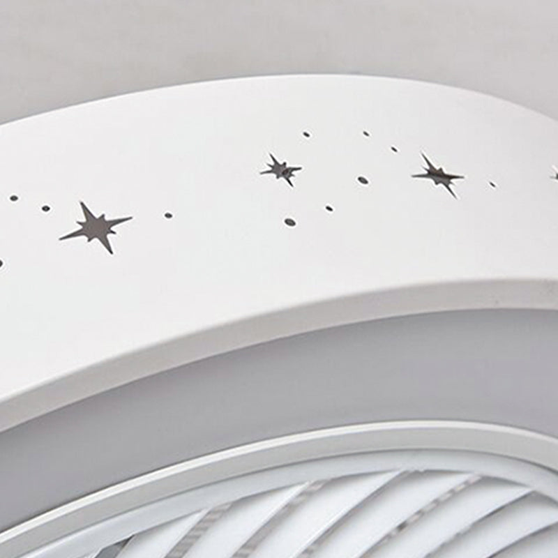 Lámpara de ventilador en forma de tambor rosa caricatura led metal semi flush luz para habitación infantil