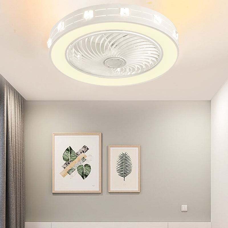Lámpara de ventilador en forma de tambor rosa caricatura led metal semi flush luz para habitación infantil