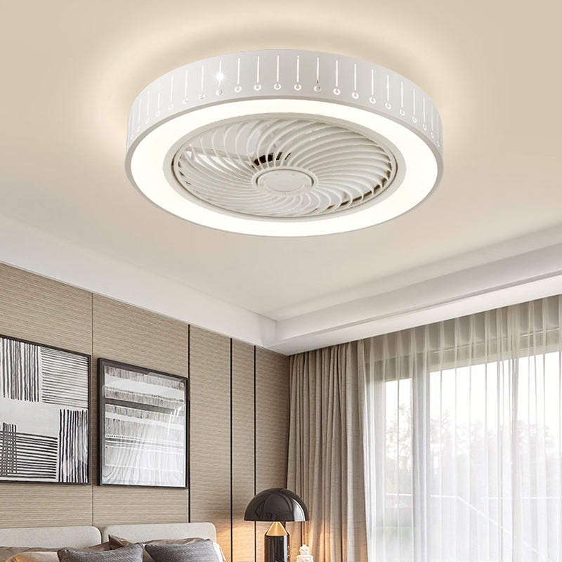Unsichtbarer, trommelförmiger Lüfterlicht Kit Nordische Acryl weiße LED Semi Flush Light für Schlafzimmer