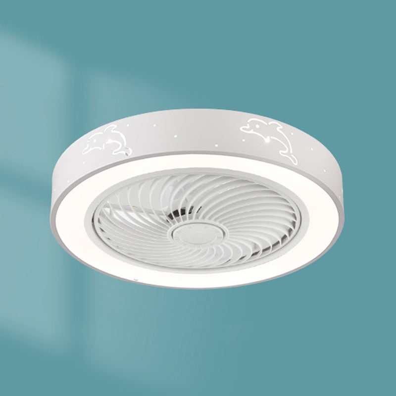 Unsichtbarer, trommelförmiger Lüfterlicht Kit Nordische Acryl weiße LED Semi Flush Light für Schlafzimmer