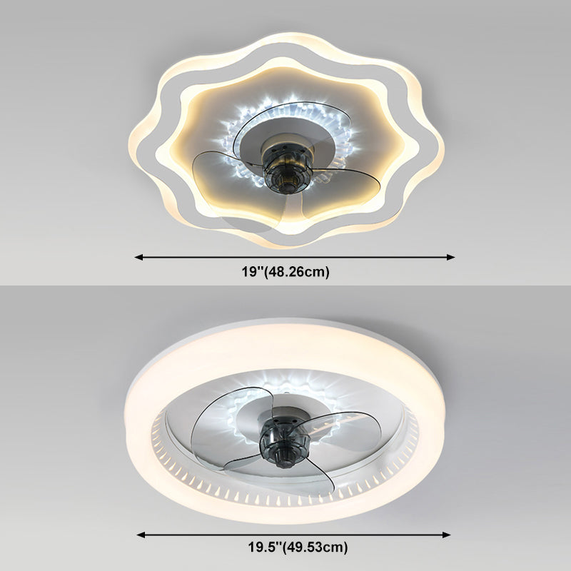 Acrylrunde LED -Spülen -Decken -Deckenventilator Makkaronstil Halbflush -Leuchte für Schlafzimmer