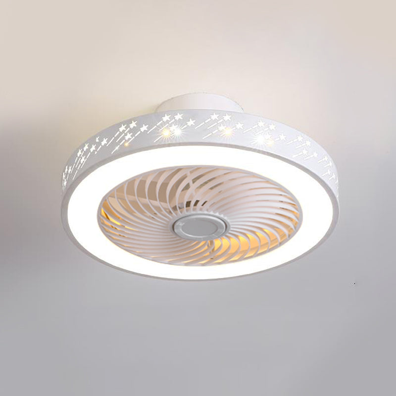 Weiße kreisförmige Lüfterleuchte Nordic LED Metal Semi Flush Deckenleuchte