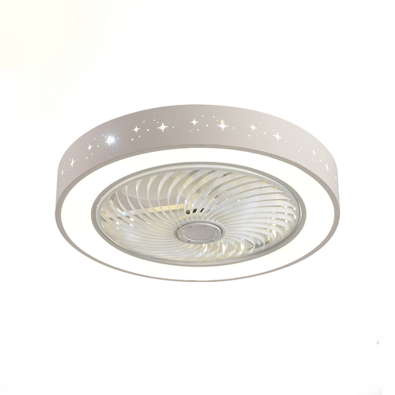 Weiße kreisförmige Lüfterleuchte Nordic LED Metal Semi Flush Deckenleuchte