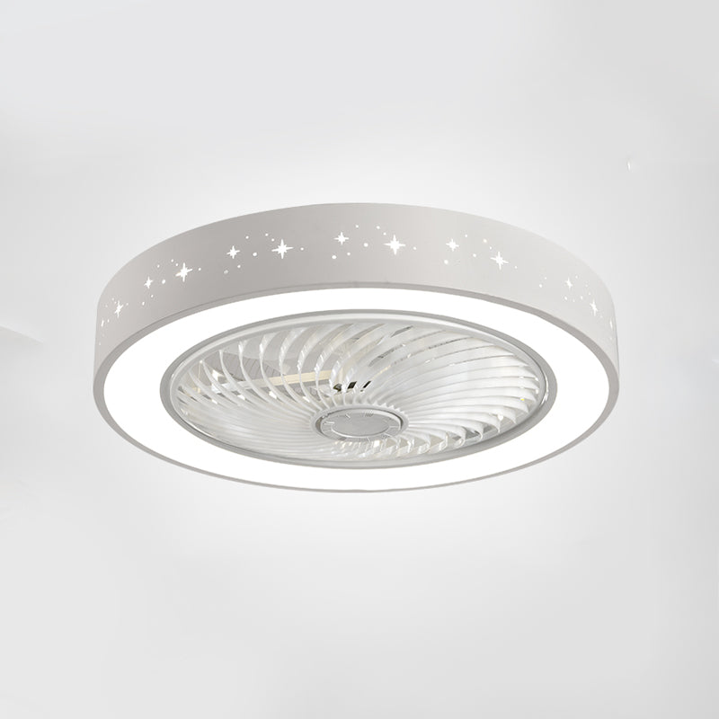 Weiße kreisförmige Lüfterleuchte Nordic LED Metal Semi Flush Deckenleuchte