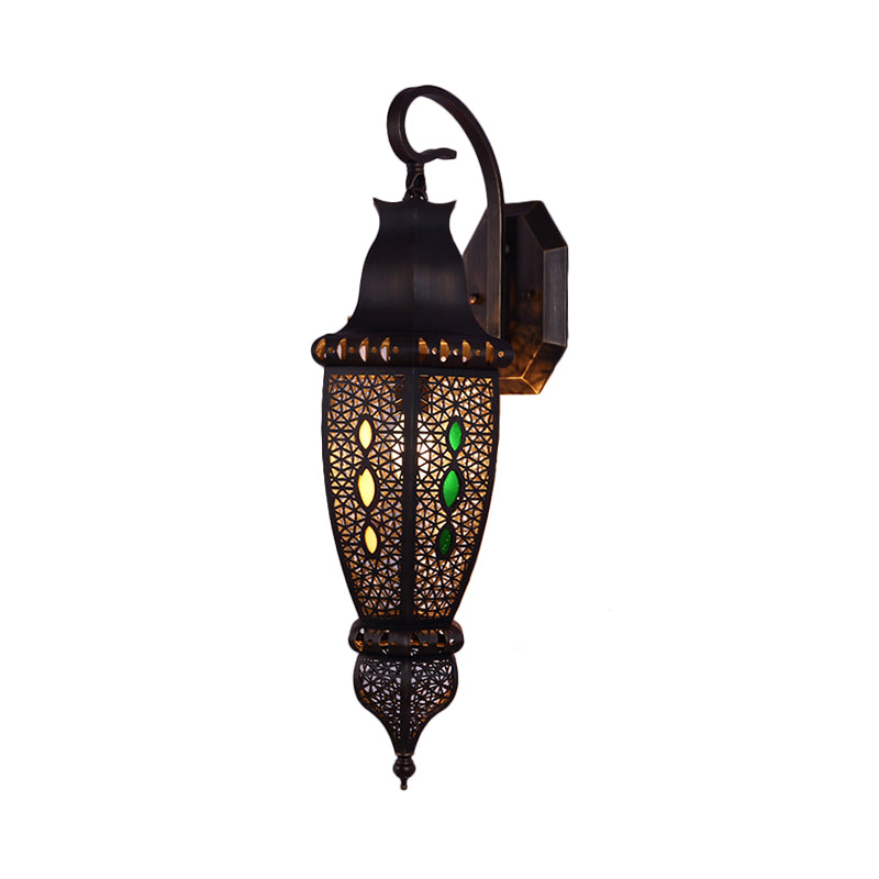 Black 1 Head Sconce Lightture Arab Metal Hollow Mur Mur Shade pour restaurant